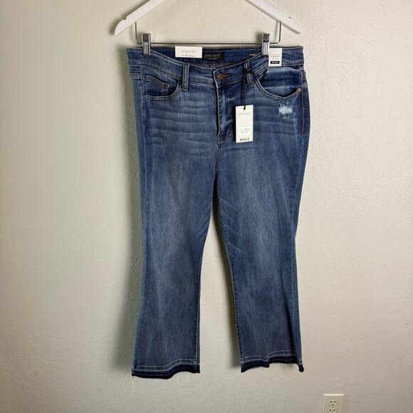 Judy Blue Cropped Boot Mid Rise Jean Raw Hem Distressed 15/32 NWT JB82589MD - Picture 2 of 14